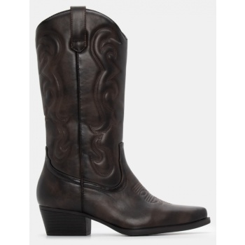 μπότες cowboy με κέντημα - καφέ σκούρο σε προσφορά