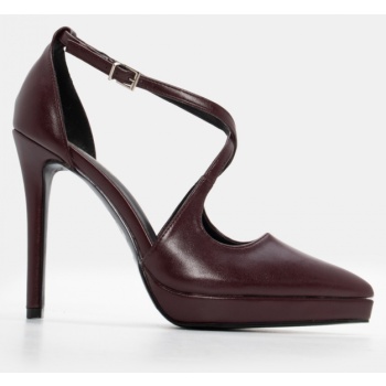 γόβες μυτερές με φιάπα - μπορντό σε προσφορά