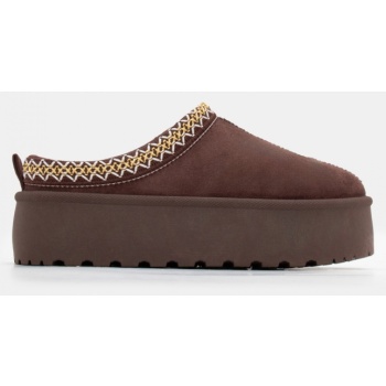 παντόφλες δίσολες με κέντημα - καφέ σε προσφορά