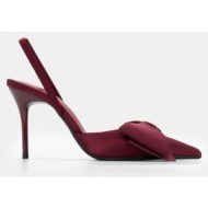  γόβες μυτερές slingback με φιόγκο - μπορντό