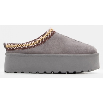 παντόφλες δίσολες με κέντημα - ανθρακί σε προσφορά