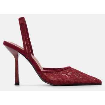 γόβες με δαντέλα - μπορντό σε προσφορά