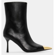  μποτάκια μυτερά με μεταλλική λεπτομέρεια - μαύρο