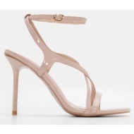  πέδιλα με χιαστί λουράκια & μπαρέτα - nude