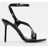  πέδιλα με χιαστί λουράκια & μπαρέτα - μαύρο