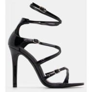  πέδιλα με πολλαπλά ΄λουράκια - μαύρο-λουστρίνι