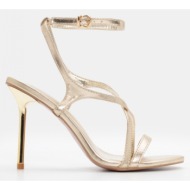  πέδιλα με χιαστί λουράκια & μπαρέτα - χρυσό