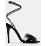  πέδιλα με διακοσμητικό φιόγκο & strass - μαύρο