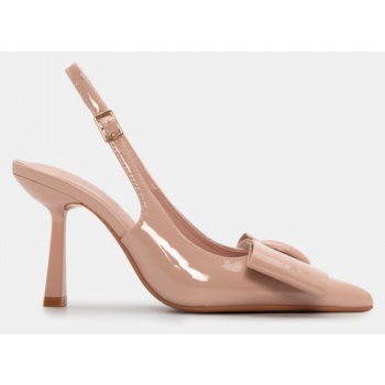 γόβες μυτερές με φιόγκο - μπεζ σε προσφορά