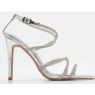  πέδιλα μυτερά με strass - ασημί