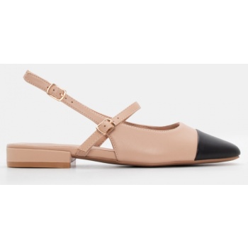 γοβάκια με λουράκι & τόκα - nude σε προσφορά