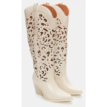 μπότες cowboy με διάτρητο σχέδιο - κρεμ σε προσφορά