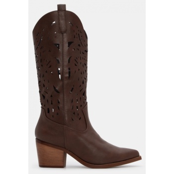 μπότες cowboy με κέντημα - καφέ σκούρο σε προσφορά