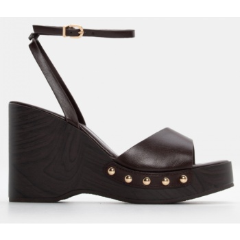 πλατφόρμα clogs με μπαρέτα - καφέ σκούρο σε προσφορά