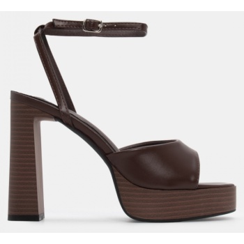 πέδιλα με φιάπα & μπαρέτα - καφέ σκούρο σε προσφορά