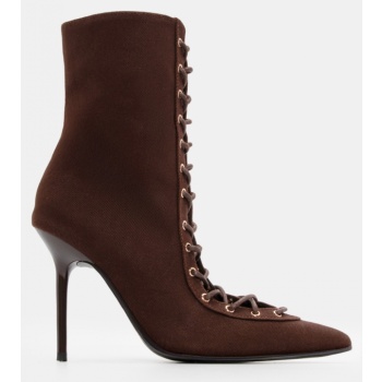 μποτάκια jean με κορδόνια - καφέ σκούρο σε προσφορά