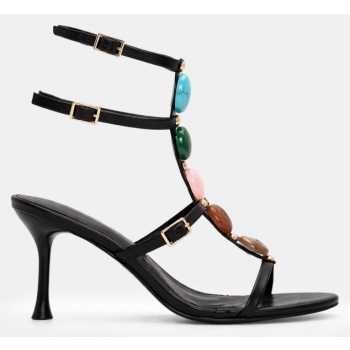 πέδιλα με διακοσμητικές πέτρες - μαύρο σε προσφορά