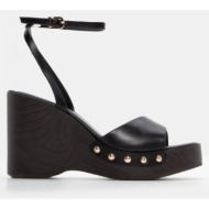  πλατφόρμα clogs με μπαρέτα - μαύρο