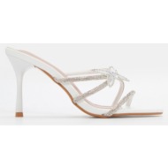  mules με διακοσμητική πεταλούδα & strass - λευκό