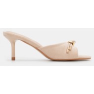  mules με μεταλλική λεπτομέρεια - μπεζ