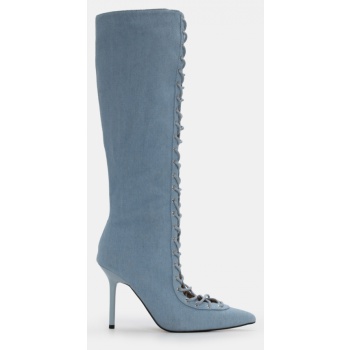 μπότες μυτερές jean με κορδόνια - denim σε προσφορά