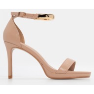  πέδιλα με μεταλλική λεπτομέρεια στην μπαρέτα - nude