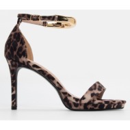  πέδιλα με μεταλλική λεπτομέρεια στην μπαρέτα - animal print