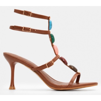 πέδιλα με διακοσμητικές πέτρες - κάμελ σε προσφορά