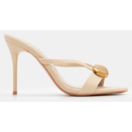  mules με διακοσμητική τόκα - μπεζ