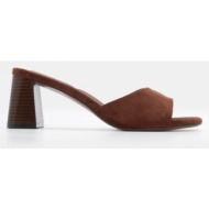  mules μονόχρωμα - καφέ σκούρο