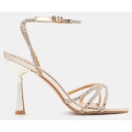  πέδιλα με χιαστί μπαρέτα & strass - χρυσό