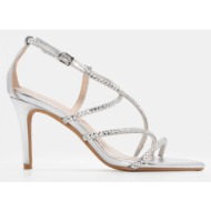  πέδιλα με διακοσμητικές πέτρες - ασημί