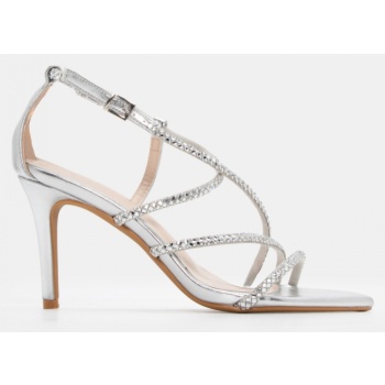 πέδιλα με διακοσμητικές πέτρες - ασημί σε προσφορά