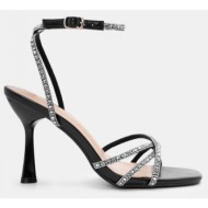  πέδιλα με χιαστί μπαρέτα & strass - μαύρο