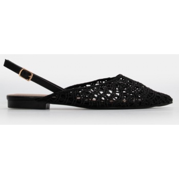 γοβάκια μυτερά με πλεκτή πλέξη - μαύρο σε προσφορά