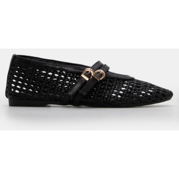 μπαλαρίνες με λουράκια - μαύρο σε προσφορά