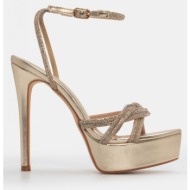  πέδιλα με φιάπα & διακοσμητικά strass - χρυσό