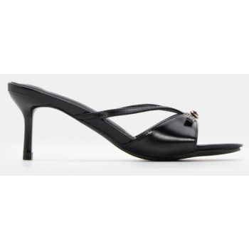 mules με λουράκια & τόκα - μαύρο σε προσφορά