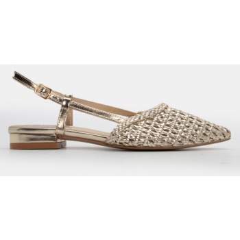 γοβάκια μυτερά με πλεκτή πλέξη - χρυσό σε προσφορά