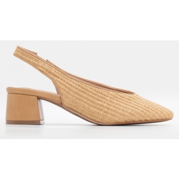 γόβες ψάθινες με λάστιχο - μπεζ σε προσφορά