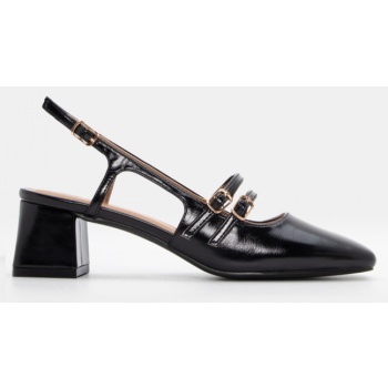 γόβες με διπλά λουράκια - μαύρο σε προσφορά