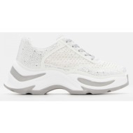  sneakers με δίχτυ & διακοσμητικά strass - λευκό