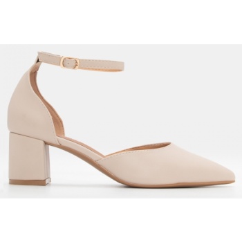 γόβες μυτερές με μπαρέτα - μπεζ σε προσφορά