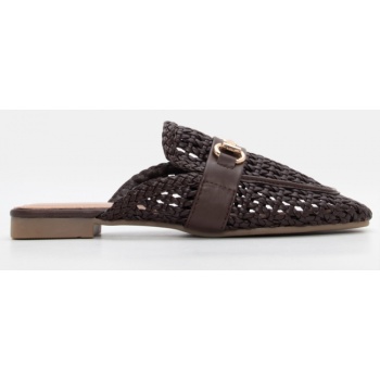 mules loafers με πλεκτό σχέδιο - καφέ σε προσφορά
