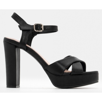 πέδιλα με φιάπα & μπαρέτα - μαύρο σε προσφορά