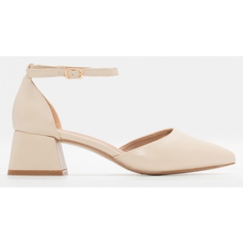 γόβες μυτερές με μπαρέτα - μπεζ σε προσφορά