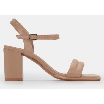 πέδιλα με λουράκια & μπαρέτα - μπεζ σε προσφορά