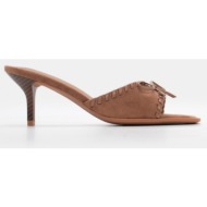  mules με διακοσμητικό φιόγκο - καφέ