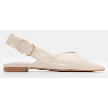 γοβάκια μυτερά slingback με τόκα - μπεζ σε προσφορά