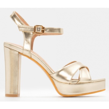 πέδιλα με φιάπα & μπαρέτα - χρυσό σε προσφορά